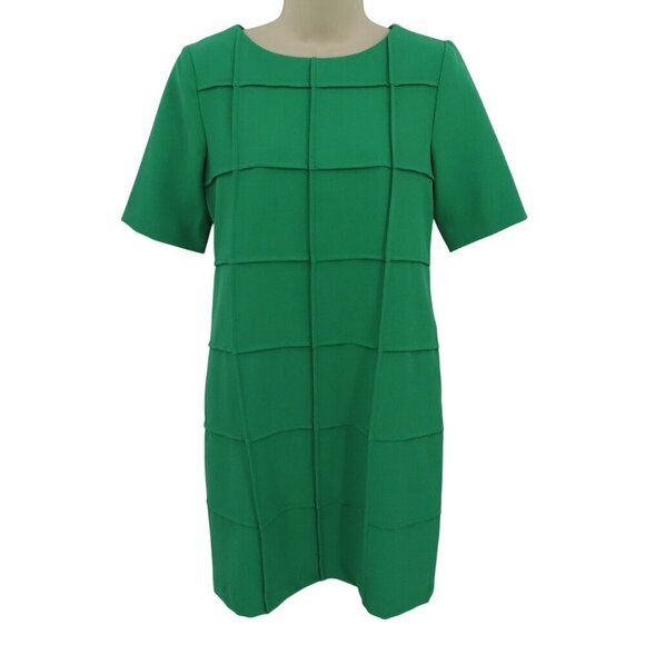 Sandra Darren Women 6P Petite 6 Green Short Sleeve Geometric Sheath Dress NEW - Picture 1 of 11